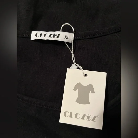 NWT- CLOZOZ Women’s Crop Top Blouse Square Neck, Long Bell Sleeve, Lettuce Trim - Picture 7 of 8